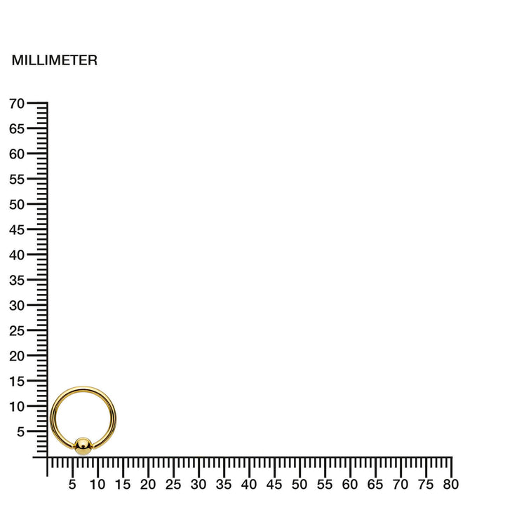 Piercing Barbell oro Aro presión bola 4 mm (9kts)