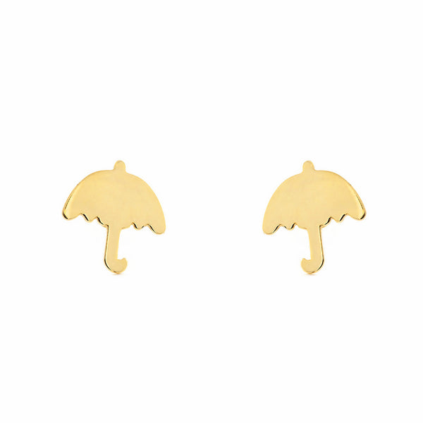 Boucles d'Oreilles Fille Enfant Parapluie Or Jaune 9 Carats