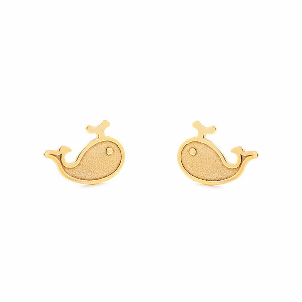 Boucles d'Oreilles Fille Enfant Baleine Or Jaune 9 Carats