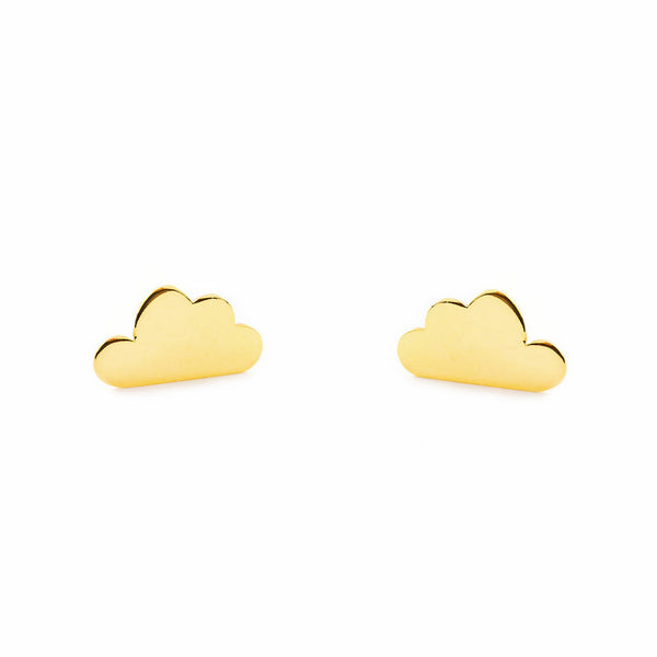 Boucles d'Oreilles Fille Enfant Nuage Or Jaune 9 Carats