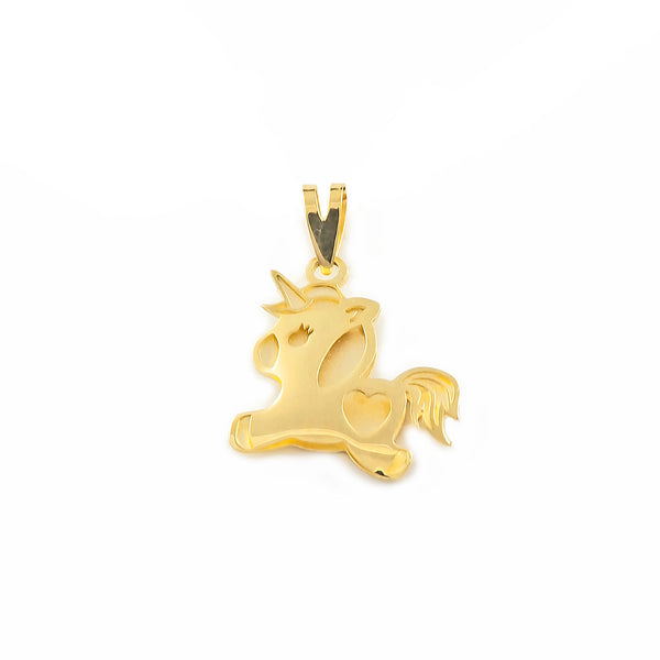 Pendentif Licorne Or Jaune 9 Carats mat et brillant