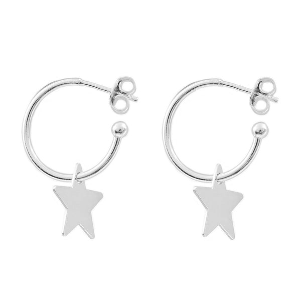 Boucles d'Oreilles Étoile Creoles 27x14 mm Argent 925 brillant