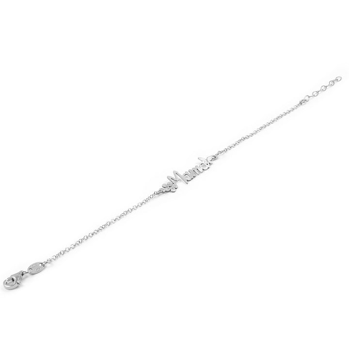 Pulsera de Plata Mama con mariposa y flor