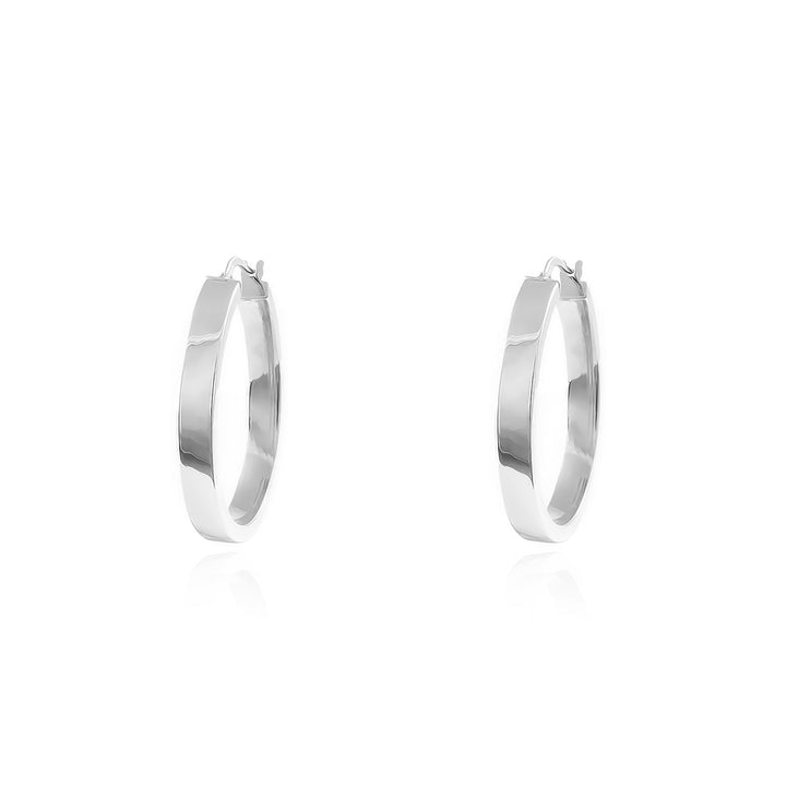 Pendientes Plata Aros rectangulares Lisos 25x4 mm