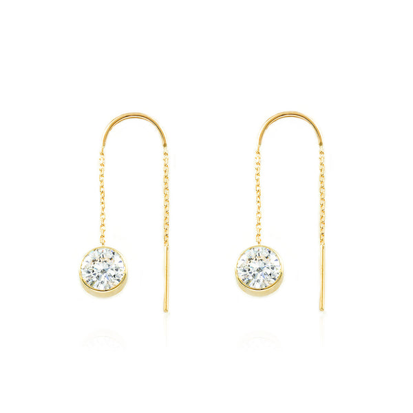 Boucles d'Oreilles Long Zircone Or Jaune 9 Carats