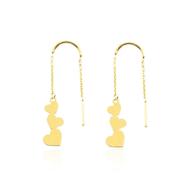 Boucles d'Oreilles Cœur Or Jaune 9 Carats