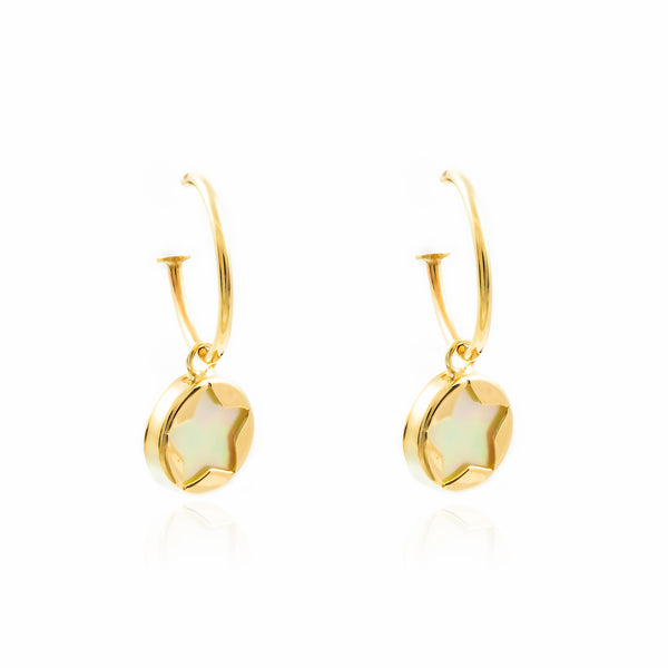 Boucles d'Oreilles Nacre Étoile Or Jaune 9 Carats