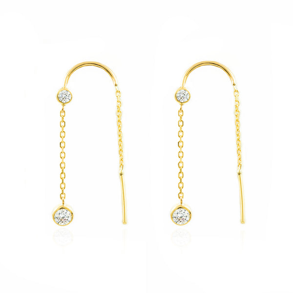 Boucles d'Oreilles Long Zircone Or Jaune 9 Carats