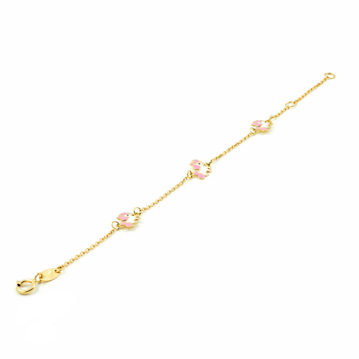 Pulsera Oro niña unicornios Esmalte (9kts)