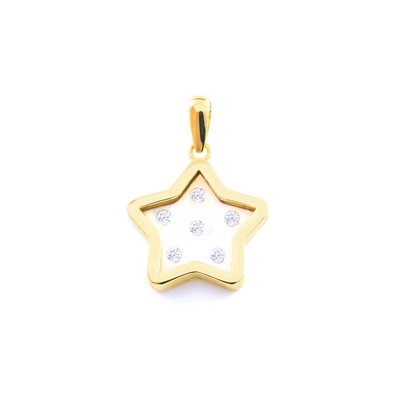 Pendentif Étoile Zircone Or Jaune 9 Carats brillant