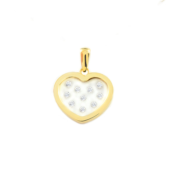 Pendentif Cœur Zircone Or Jaune 9 Carats brillant