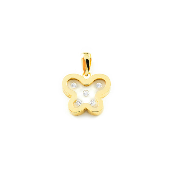 Pendentif Papillon Zircone Or Jaune 9 Carats brillant