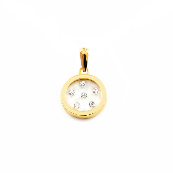 Pendentif Fleur Zircone Or Jaune 9 Carats brillant