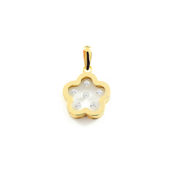 Pendentif Fleur Zircone Or Jaune 9 Carats brillant