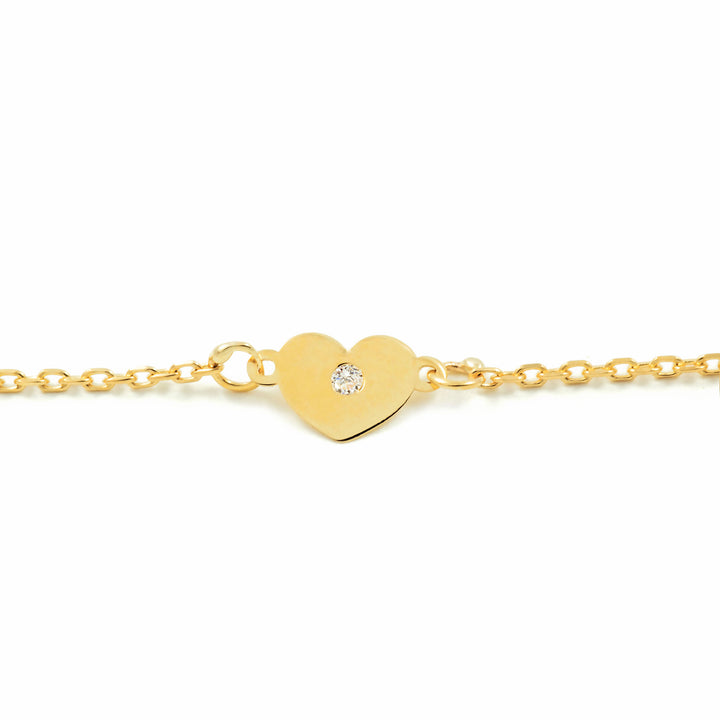 Pulsera bebe Oro amarillo corazones con circonitas (9kts)