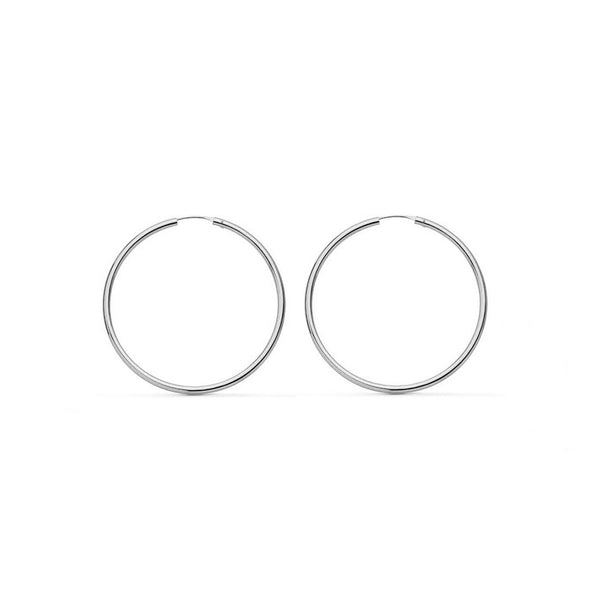 Boucles d'Oreilles Flexibles Creoles 25x1.5 mm Or Blanc 18 Carats