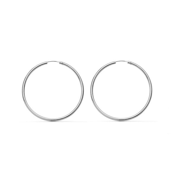 Boucles d'Oreilles Flexibles Creoles 30x1.5 mm Or Blanc 18 Carats