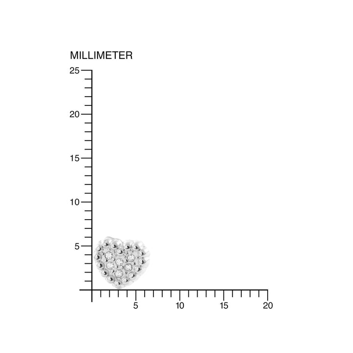 Pendientes niña Oro Blanco corazón galloneado con circonitas