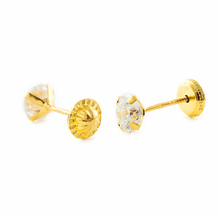 Pendientes oro amarillo Bebe o Niña Garra Circon 5 mm