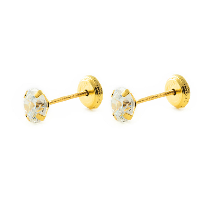 Pendientes oro amarillo Bebe o Niña Garra circon 5 mm (9kts)