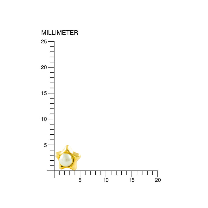 Pendientes Niña oro amarillo Estrella concava con Perla 2,5 mm (9kts)