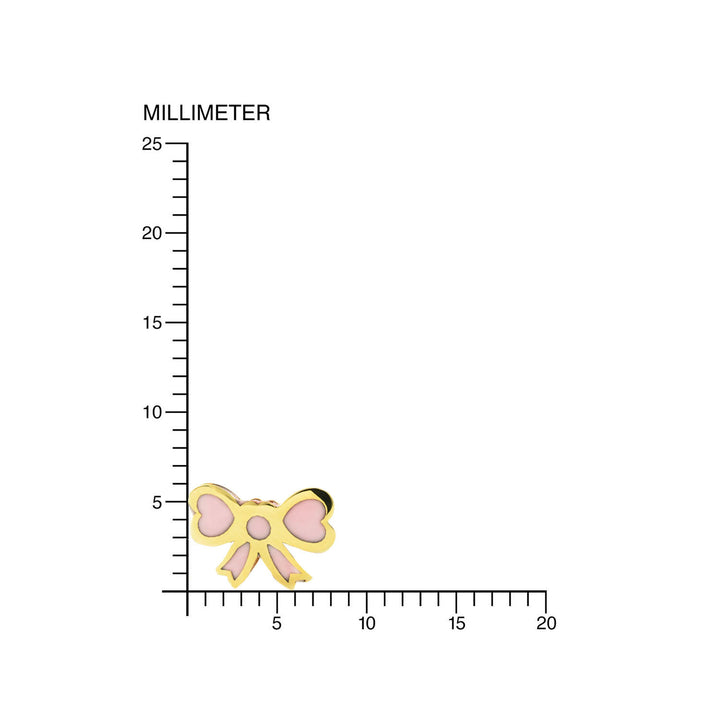 Pendientes Niña oro amarillo lazo esmalte rosa corazones (9kts)
