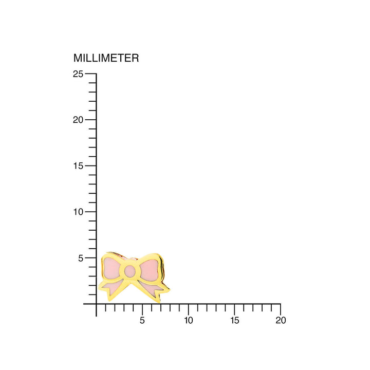 Pendientes Niña oro amarillo lazo esmalte rosa (9kts)