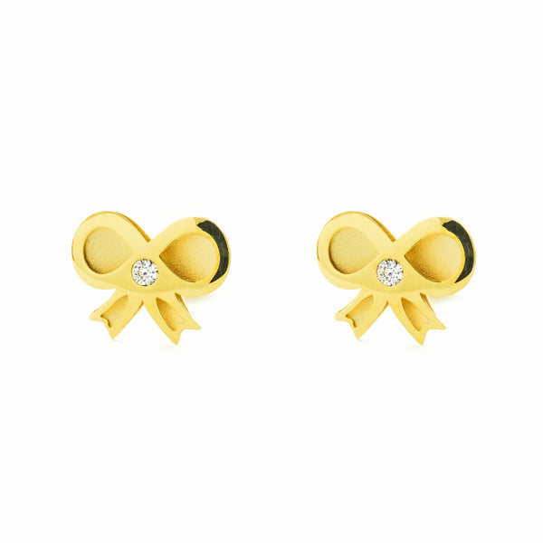 Boucles d'Oreilles Fille Enfant Lasso Zircone Or Jaune 9 Carats