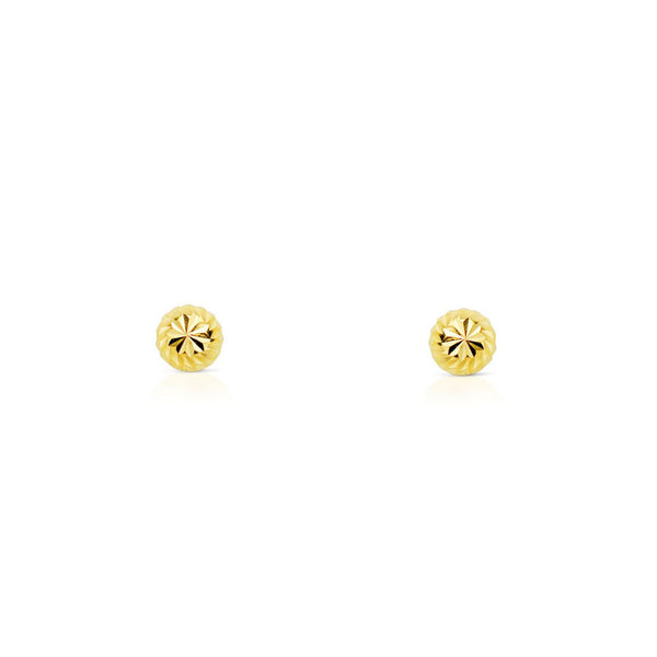 Boucles d'Oreilles demi-boule sculpte 4 mm Or Jaune 9 Carats