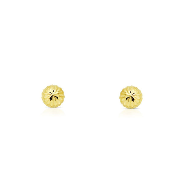 Boucles d'Oreilles demi-boule sculpte 5 mm Or Jaune 9 Carats