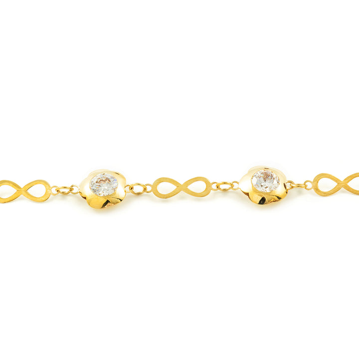 Pulsera Oro Amarillo infinitos con margaritas en circón (9kts)