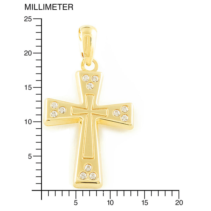 Cruz oro rectangular con circonitas (9kts)