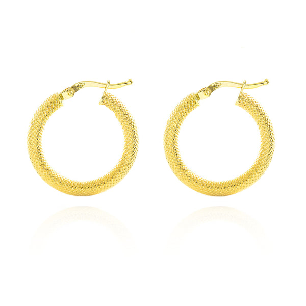 Boucles d'Oreilles Creoles 21x3 mm Or Jaune 18 carats texturees