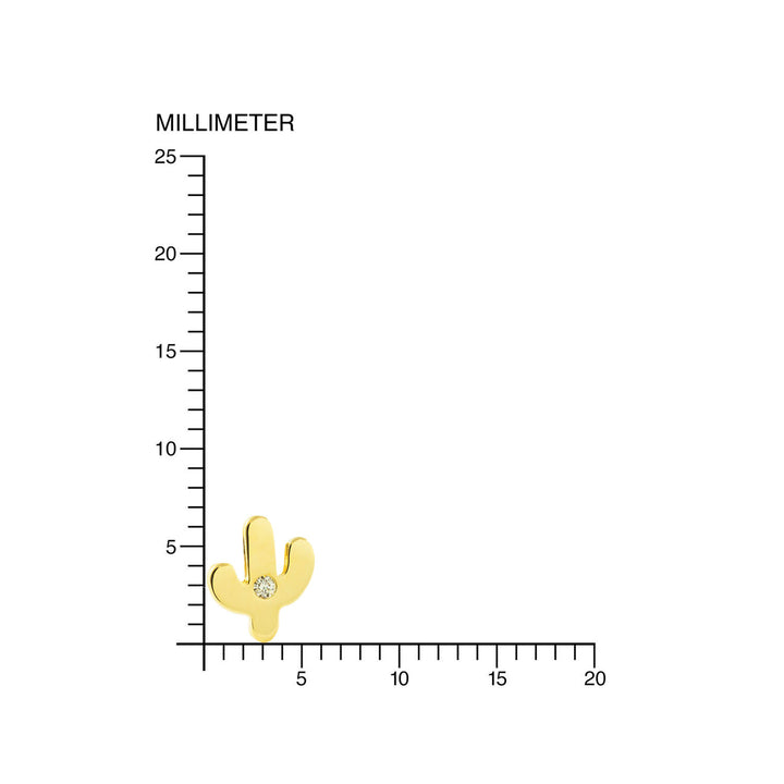 Pendientes oro niña cactus con circonita (9Kts)