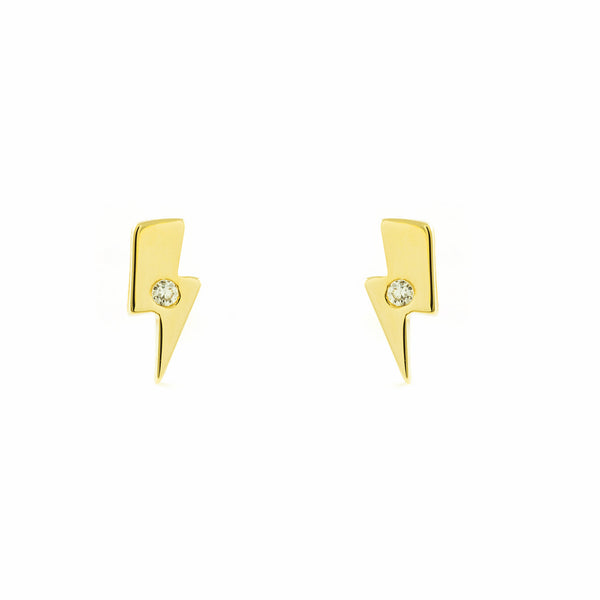 Boucles d'Oreilles Éclair Zircone Or Jaune 9 Carats