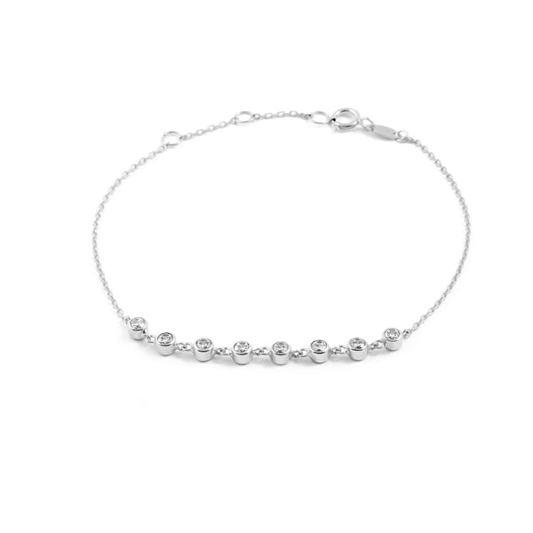 Bracelet Femme Or Blanc 9 Carats Circonites Brillant 18 cm