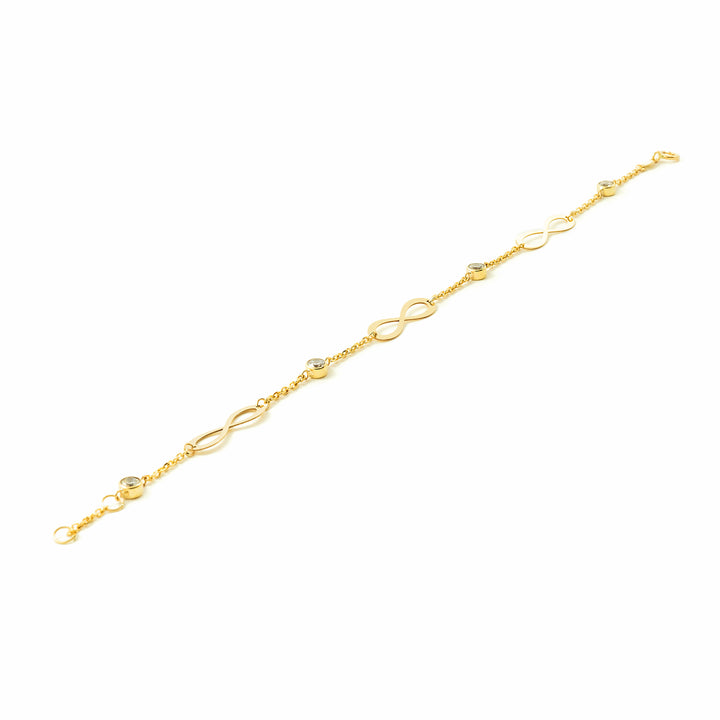 Pulsera Oro Amarillo infinitos y circonita 4 mm (9kts)