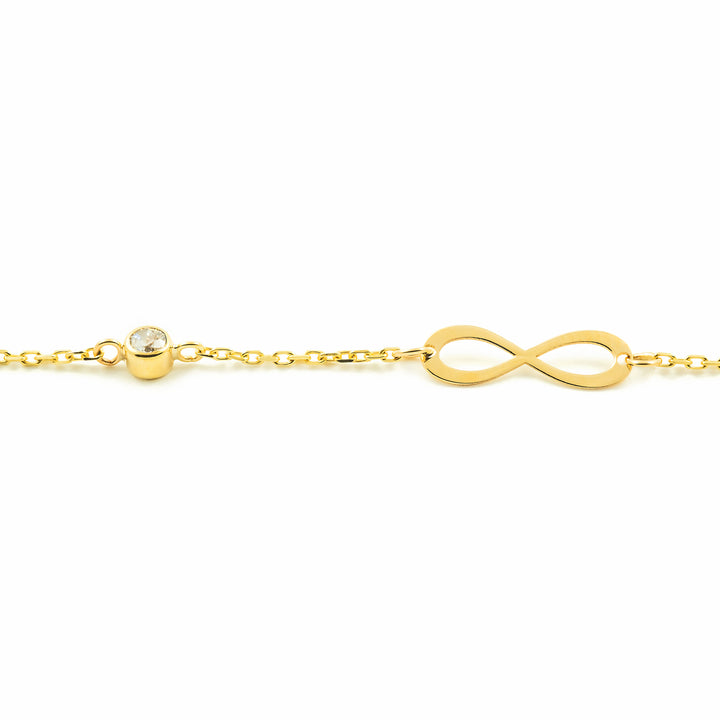 Pulsera Oro Amarillo infinitos y circonita 3 mm (9kts)