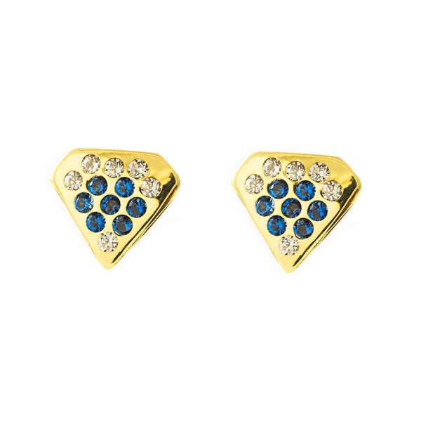 Boucles d'Oreilles Diamant Saphir Or Jaune 9 Carats
