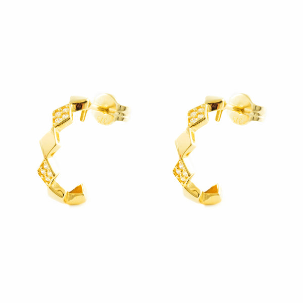 Boucles d'Oreilles Turbot Zircone Or Jaune 9 Carats