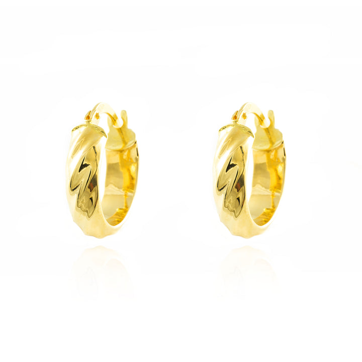 Pendientes Mujer Oro Aros media caña ondulado brillo 14(11)x4 mm