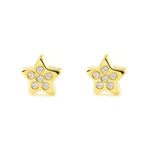 Boucles d'Oreilles Étoile Zircone Or Jaune 9 Carats