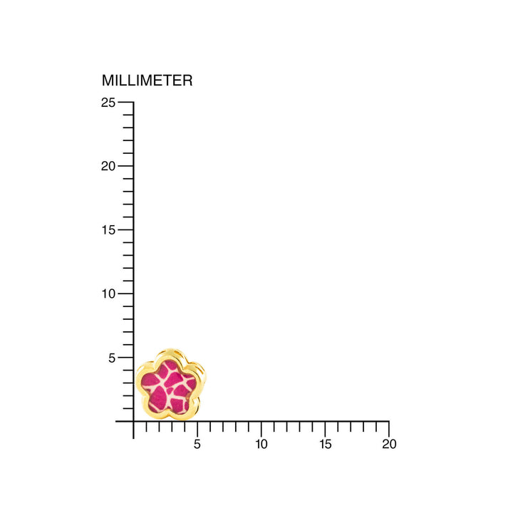 Pendientes Oro Niña flor esmalte rosa con forro (9kts)