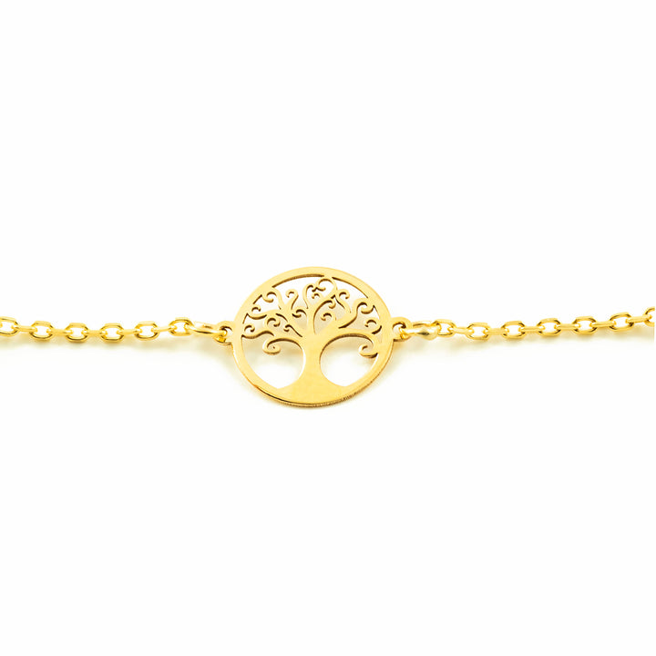 Pulsera oro Arbol de la Vida calado y chatones (9Kts)