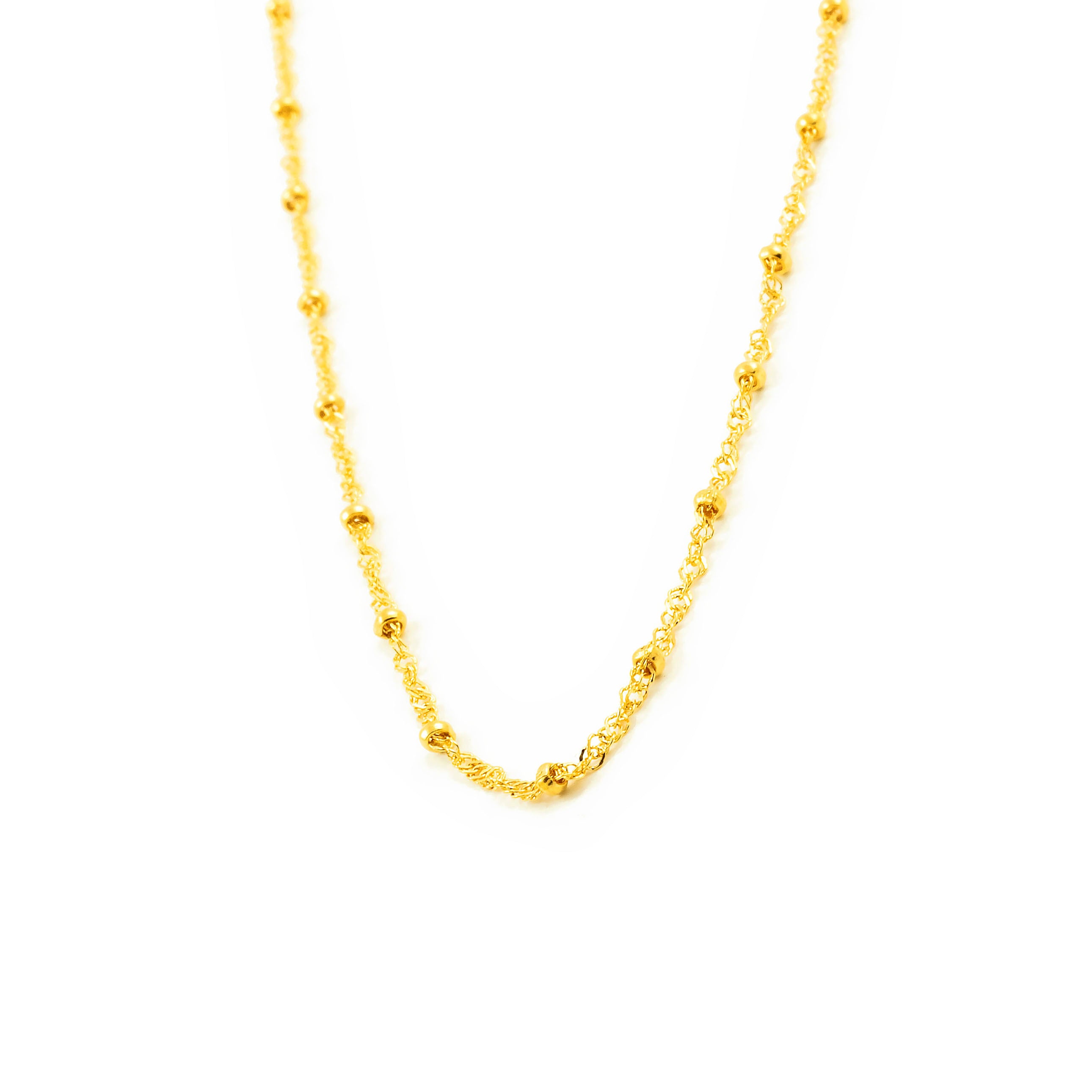 Chaîne Singapore Or Jaune 9 Carats Femme - 2mm, Longueurs 40 à 61 Cm, Neuf étiqueté