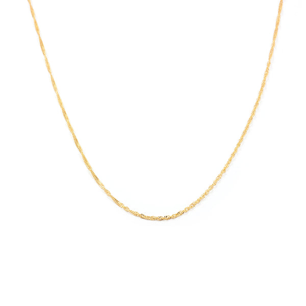 Chaine Collier femme Singapour Or Jaune 18 Carats epaisseur 1.5 mm