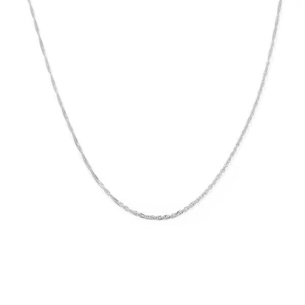 Chaine Collier femme Singapour Or Blanc 18 Carats epaisseur 1.5 mm