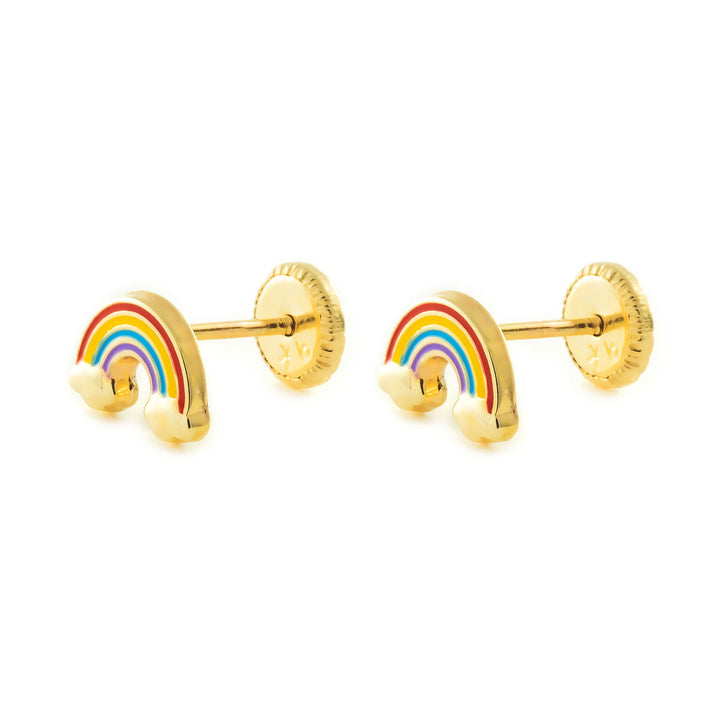 Pendientes Niña oro amarillo arco iris Esmaltado (9kts)