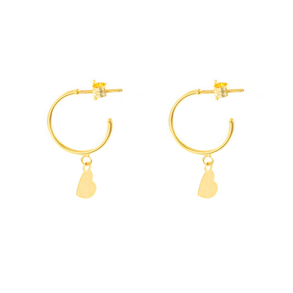 Boucles d'Oreilles Cœur Creoles 21x5 mm Or Jaune 9 Carats