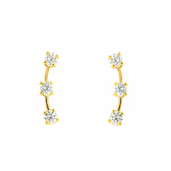 Boucles d'Oreilles Grimpeur zircon Zircone Or Jaune 9 Carats